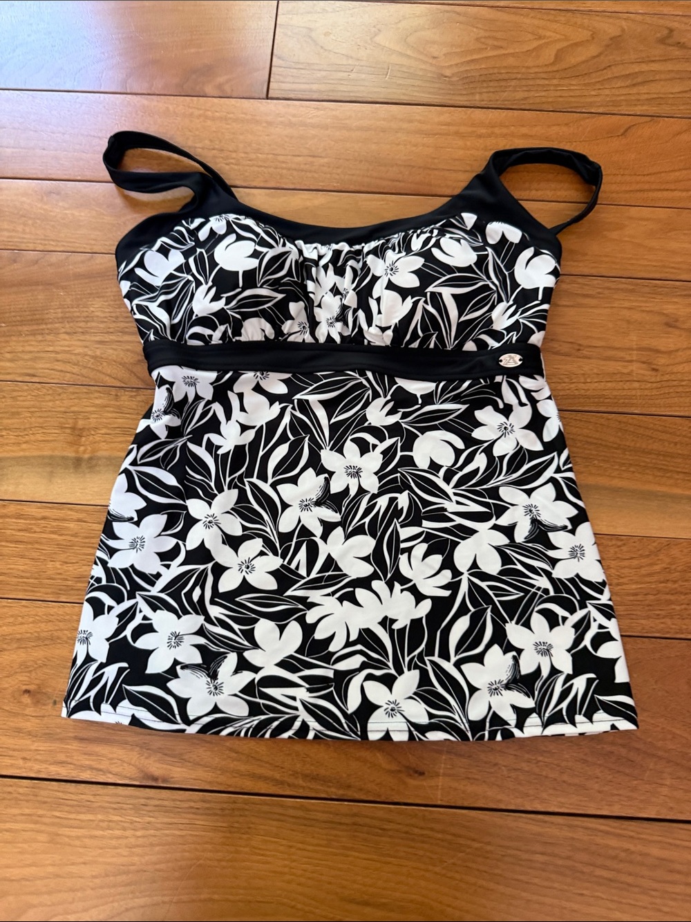 ZeroXposur Black & White Floral One-Piece Swim Dress
